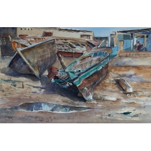 Momin Waseem, 15 x 22 Inch, Water Color on Paper, Seascape Painting, AC-MW-032